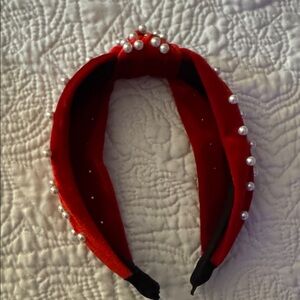 Red Headband with Pearls